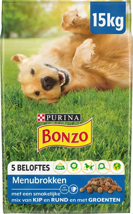 Bonzo Menubrokken Adult - Hondenvoer - Kip & Groenten
